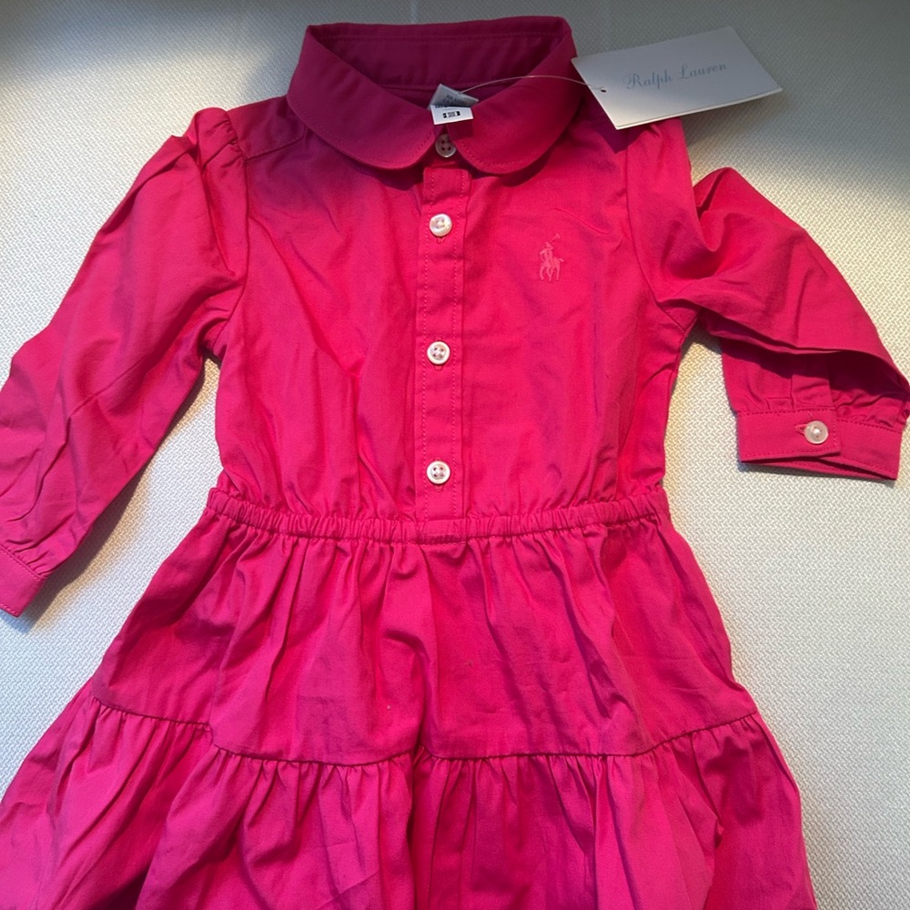 NWT Ralph Lauren Pink Button-Up Dress 6 month
